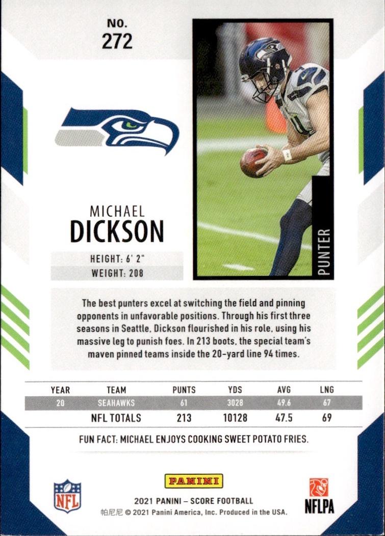 2021 Score Football Base #272 Seattle Seahawks (Michael Dickson)