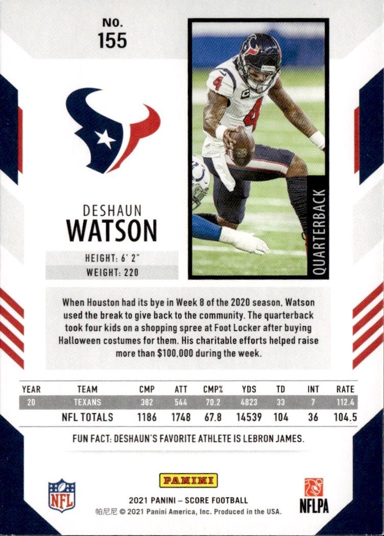 2021 Score Football Base #155 Houston Texans (Deshaun Watson)