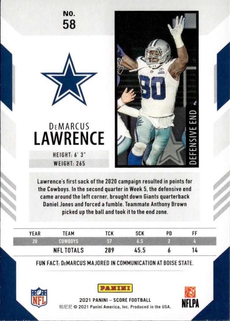 2021 Score Football Base #58 Dallas Cowboys (DeMarcus Lawrence)