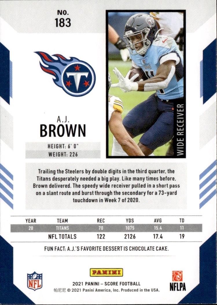 2021 Score Football Base #183 Tennessee Titans (A.J. Brown)