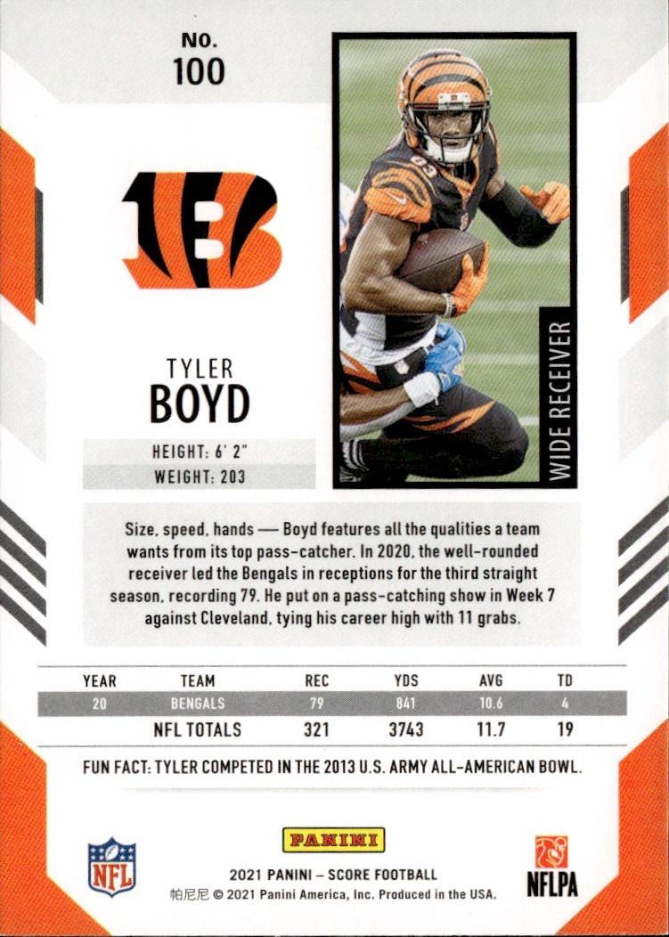 2021 Score Football Base #100 Cincinnati Bengals (Tyler Boyd)