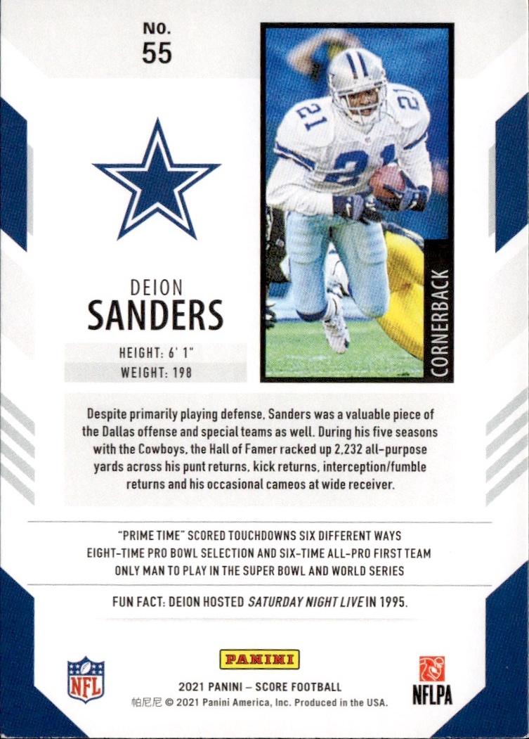 2021 Score Football Base #55 Dallas Cowboys (Deion Sanders)