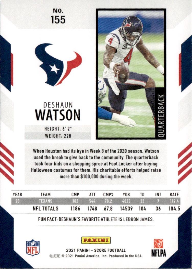 2021 Score Football Base #155 Houston Texans (Deshaun Watson)