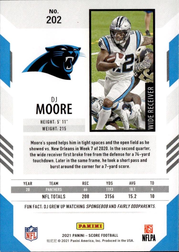 2021 Score Football Base #202 Carolina Panthers (DJ Moore)