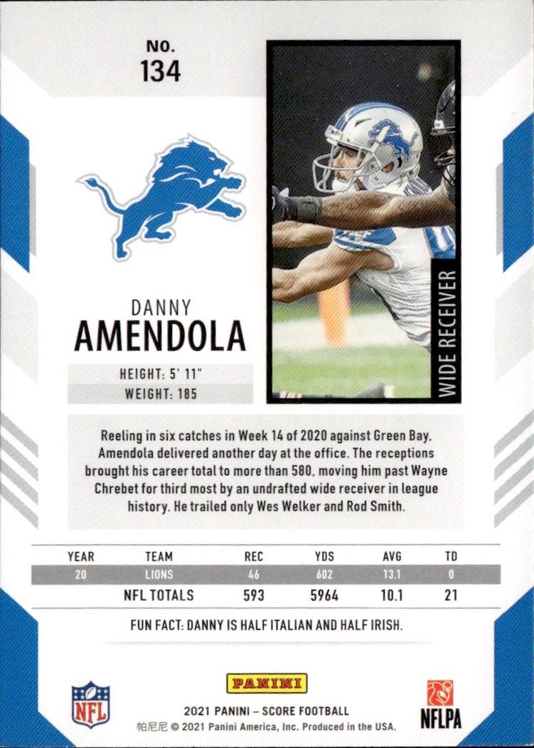 2021 Score Football Base #134 Detroit Lions (Danny Amendola)