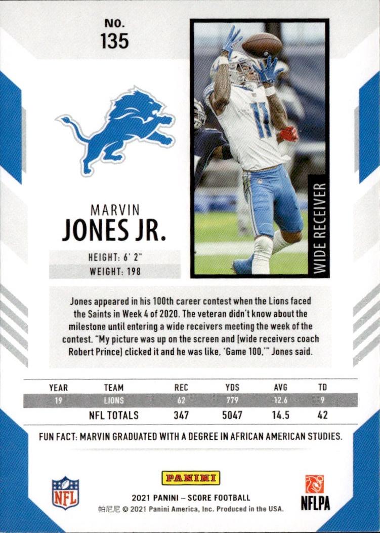 2021 Score Football Base #135 Detroit Lions (Marvin Jones Jr.)