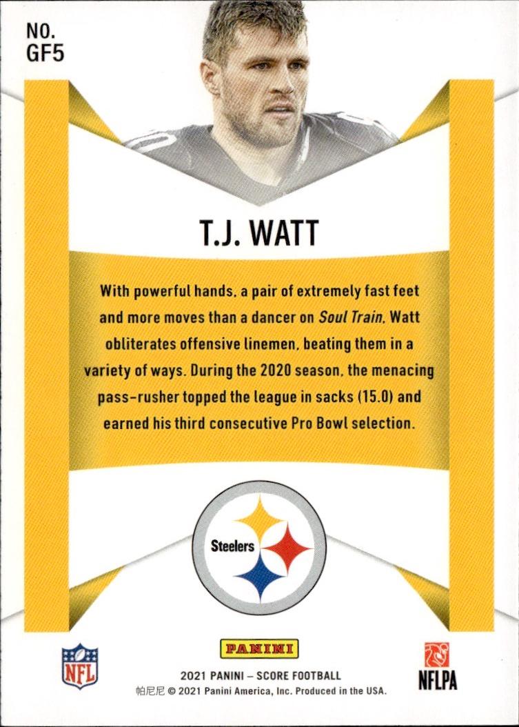 2021 Score Football Game Face #GF5 Pittsburgh Steelers (T.J. Watt)