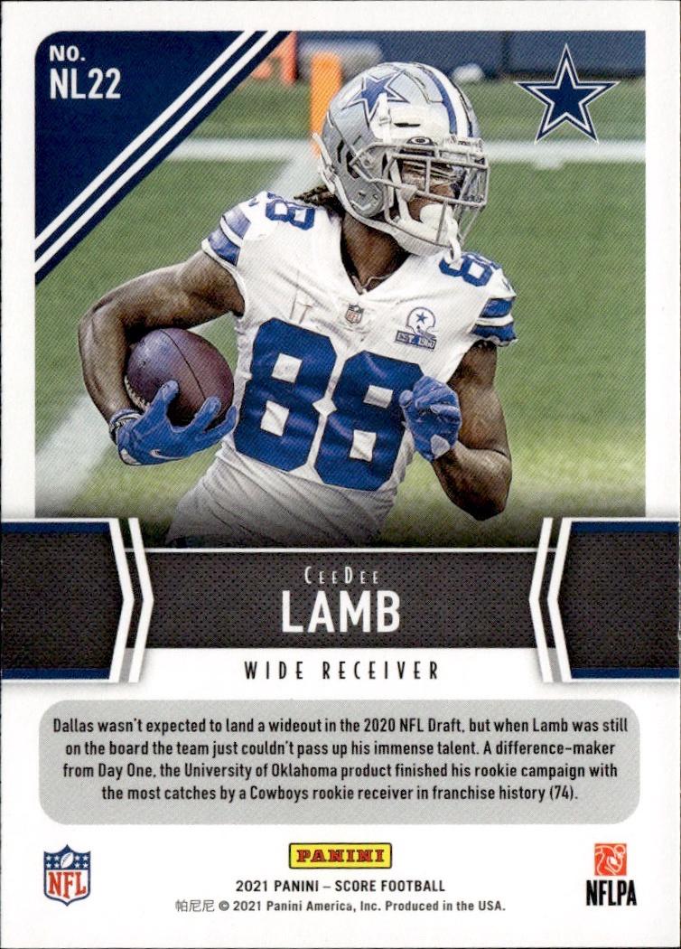 2021 Score Football Next Level Stats #NL22 Dallas Cowboys (CeeDee Lamb)