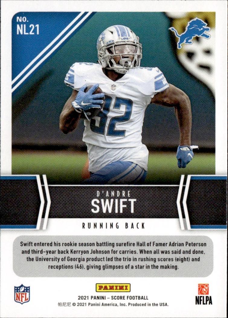 2021 Score Football Next Level Stats #NL21 Detroit Lions (D'Andre Swift)