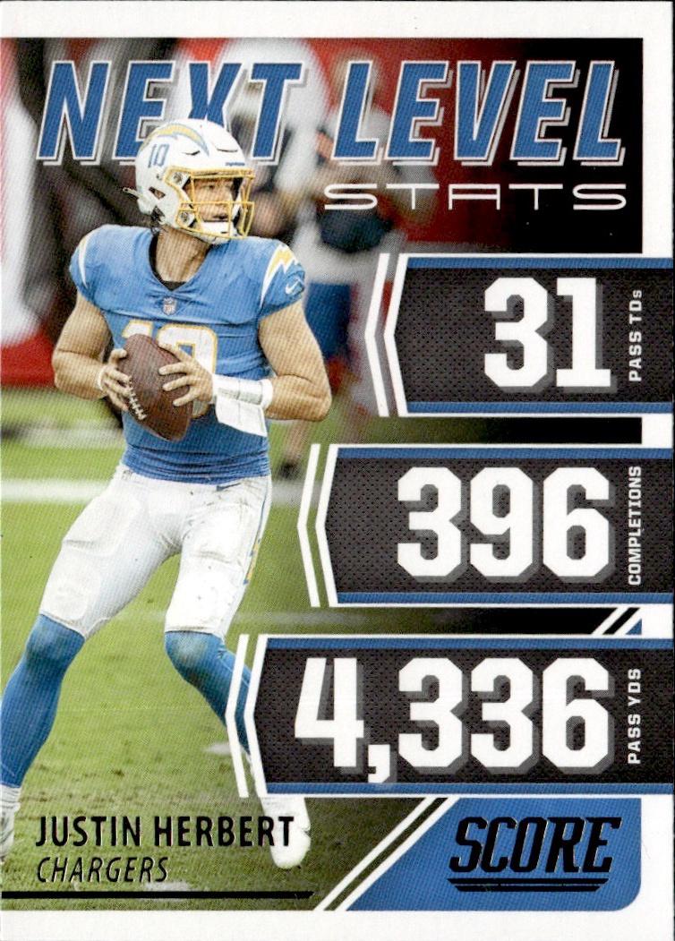 2021 Score Football Next Level Stats #NL10 Los Angeles Chargers (Justin Herbert)