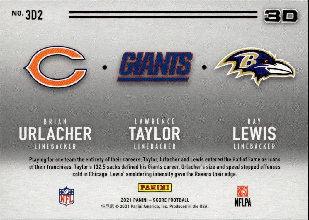2021 Score Football 3D #3D2 (Brian Urlacher / Lawrence Taylor / Ray Lewis )