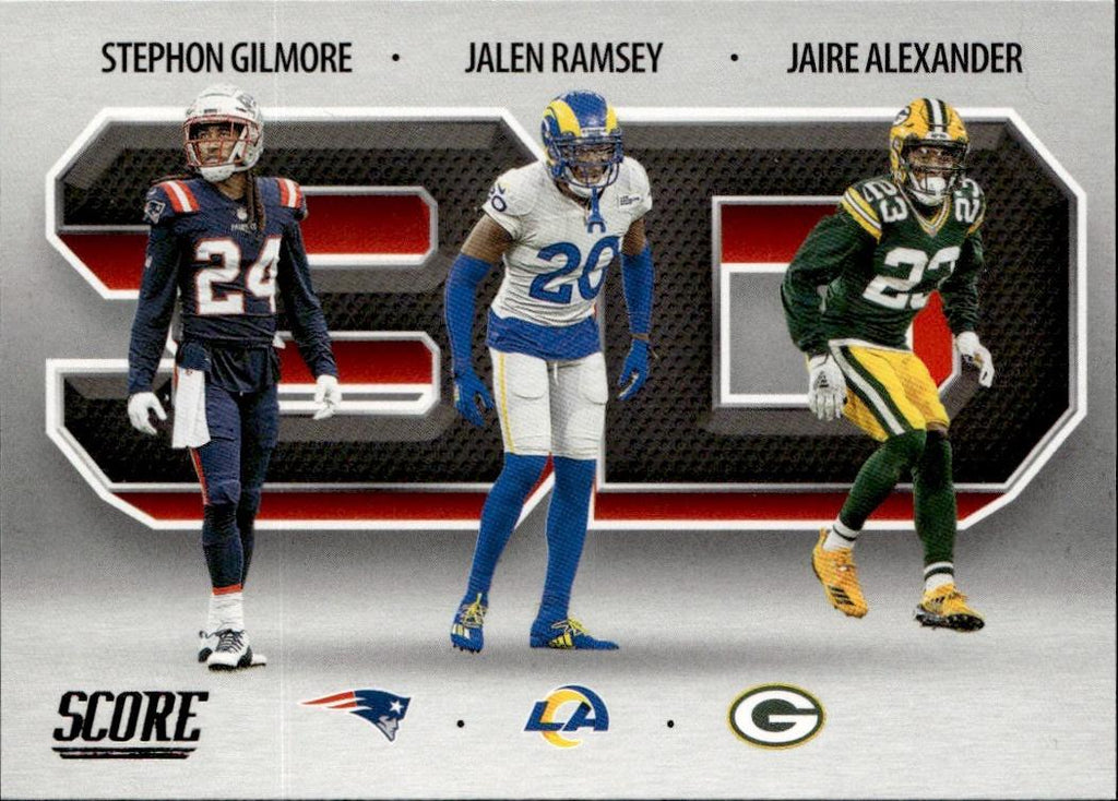 2021 Score Football 3D #3D6 (Jaire Alexander / Jalen Ramsey / Stephon Gilmore )