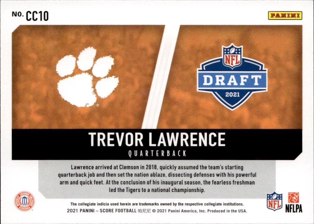 2021 Score Football Collegiate Champions #CC10 Clemson Tigers (Trevor Lawrence)