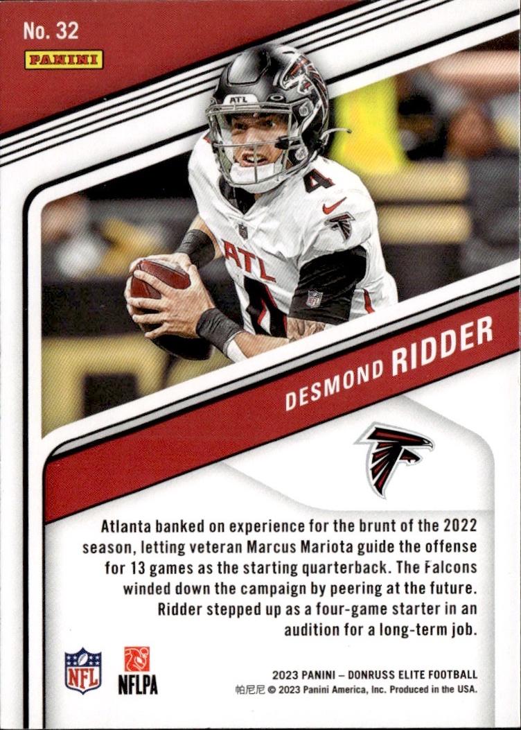 2023 Donruss Elite Football Base #32 Atlanta Falcons (Desmond Ridder)
