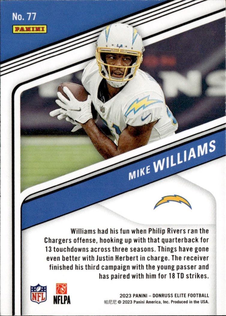 2023 Donruss Elite Football Base #77 Los Angeles Chargers (Mike Williams)