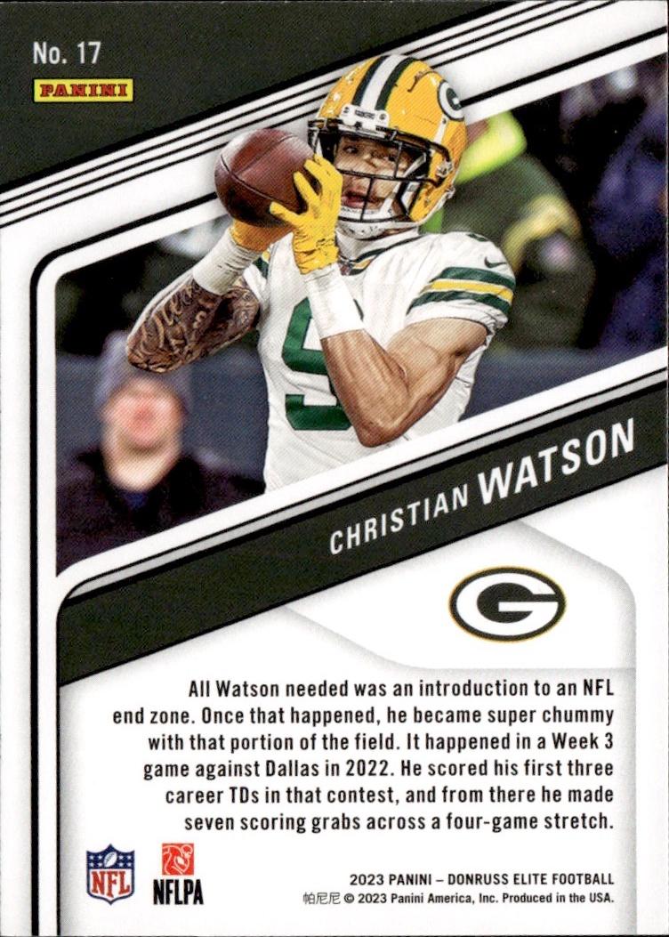 2023 Donruss Elite Football Base #17 Green Bay Packers (Christian Watson)