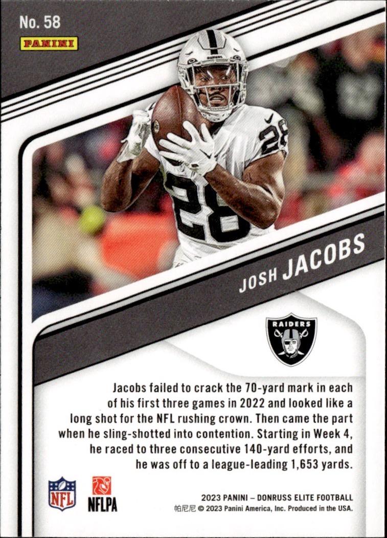 2023 Donruss Elite Football Base #58 Las Vegas Raiders (Josh Jacobs)