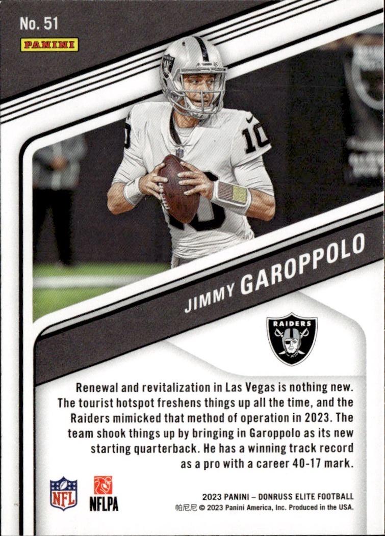 2023 Donruss Elite Football Base #51 Las Vegas Raiders (Jimmy Garoppolo)