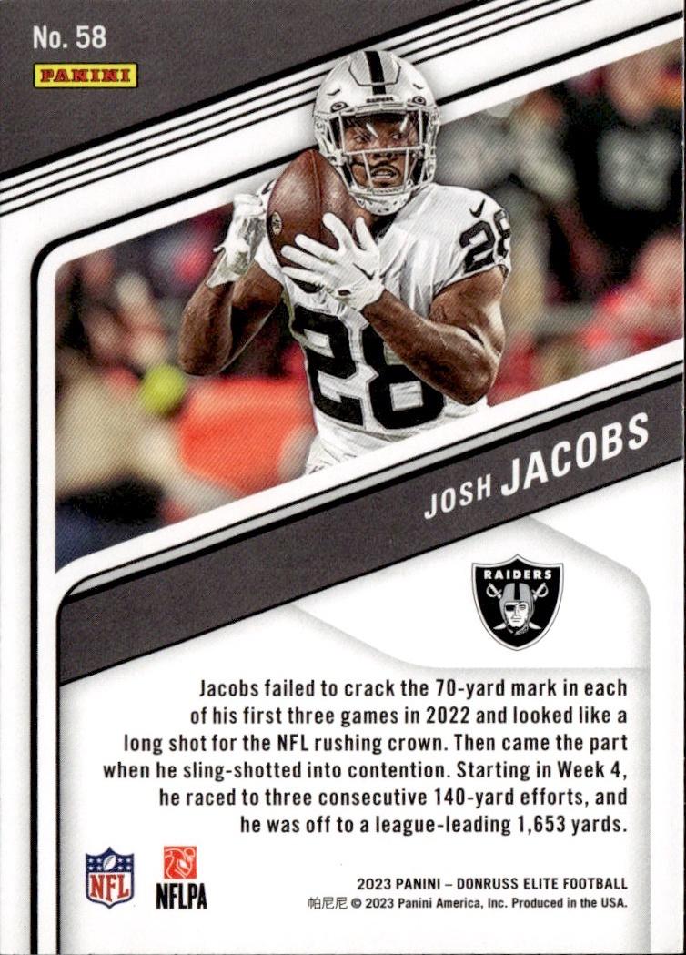 2023 Donruss Elite Football Base #58 Las Vegas Raiders (Josh Jacobs)