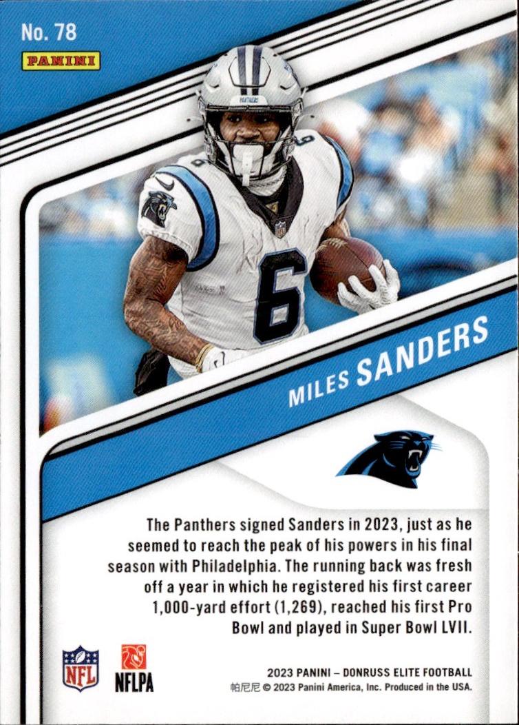 2023 Donruss Elite Football Base #78 Carolina Panthers (Miles Sanders)