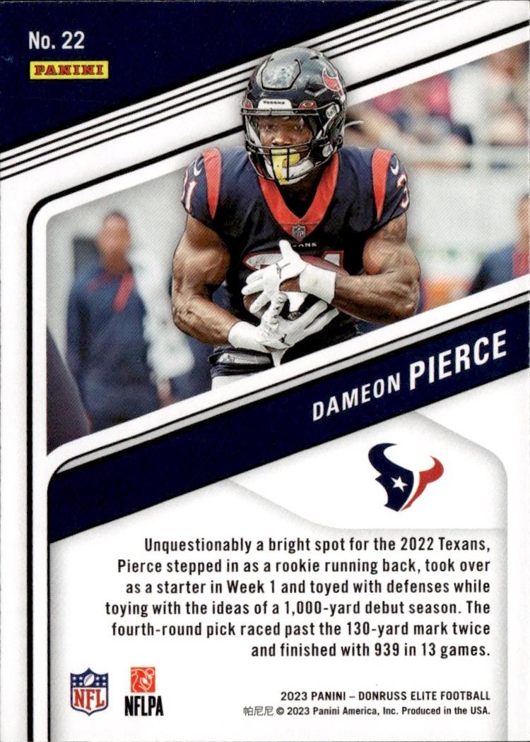 2023 Donruss Elite Football Base #22 Houston Texans (Dameon Pierce)