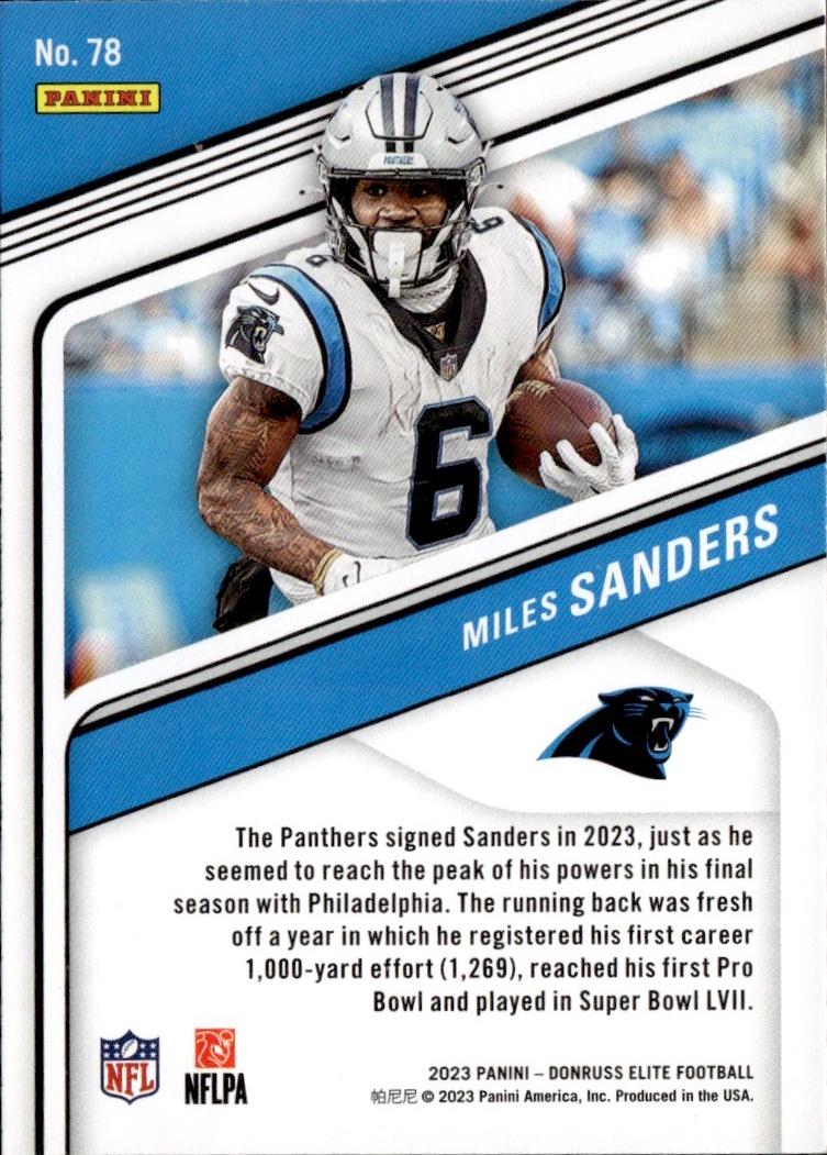 2023 Donruss Elite Football Base #78 Carolina Panthers (Miles Sanders)