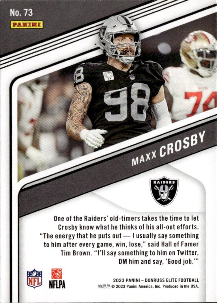 2023 Donruss Elite Football Base #73 Las Vegas Raiders (Maxx Crosby)
