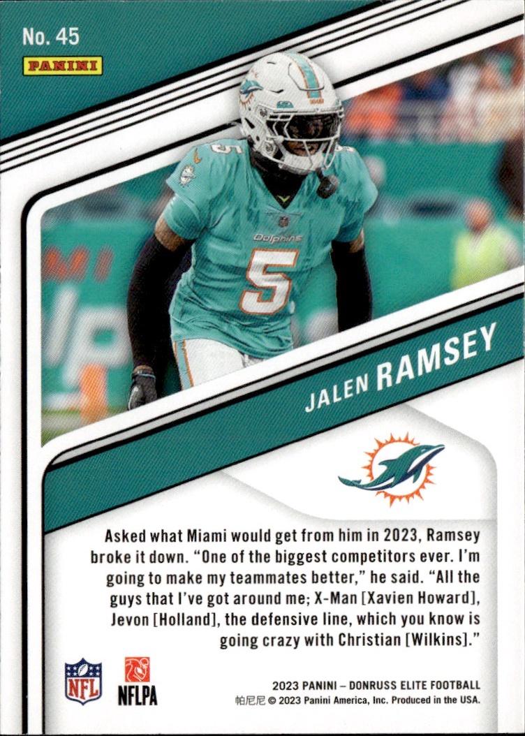 2023 Donruss Elite Football Base #45 Miami Dolphins (Jalen Ramsey)