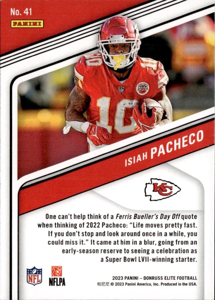 2023 Donruss Elite Football Base #41 Kansas City Chiefs (Isiah Pacheco)