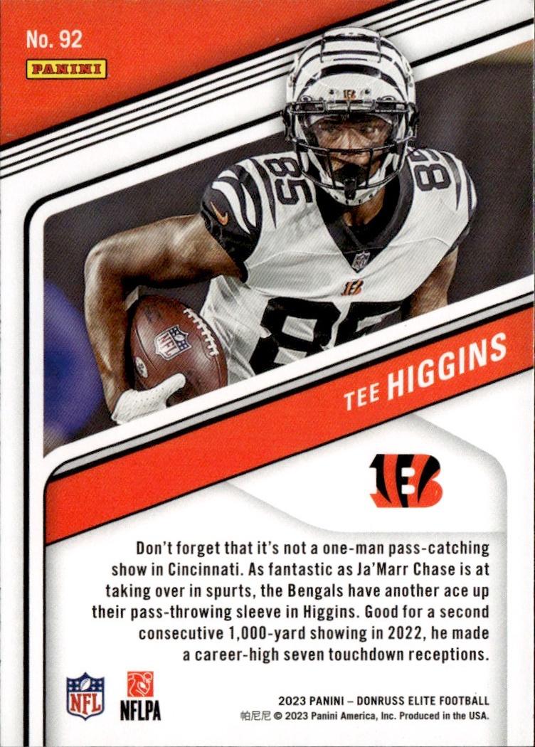 2023 Donruss Elite Football Base #92 Cincinnati Bengals (Tee Higgins)