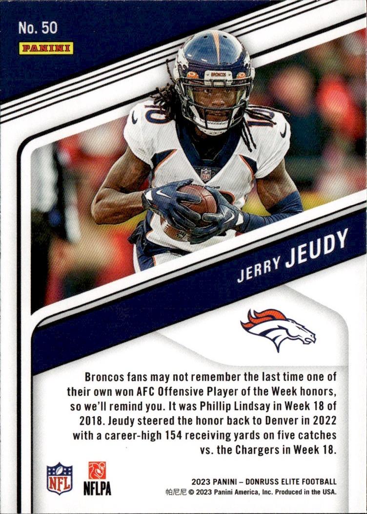 2023 Donruss Elite Football Base #50 Denver Broncos (Jerry Jeudy)