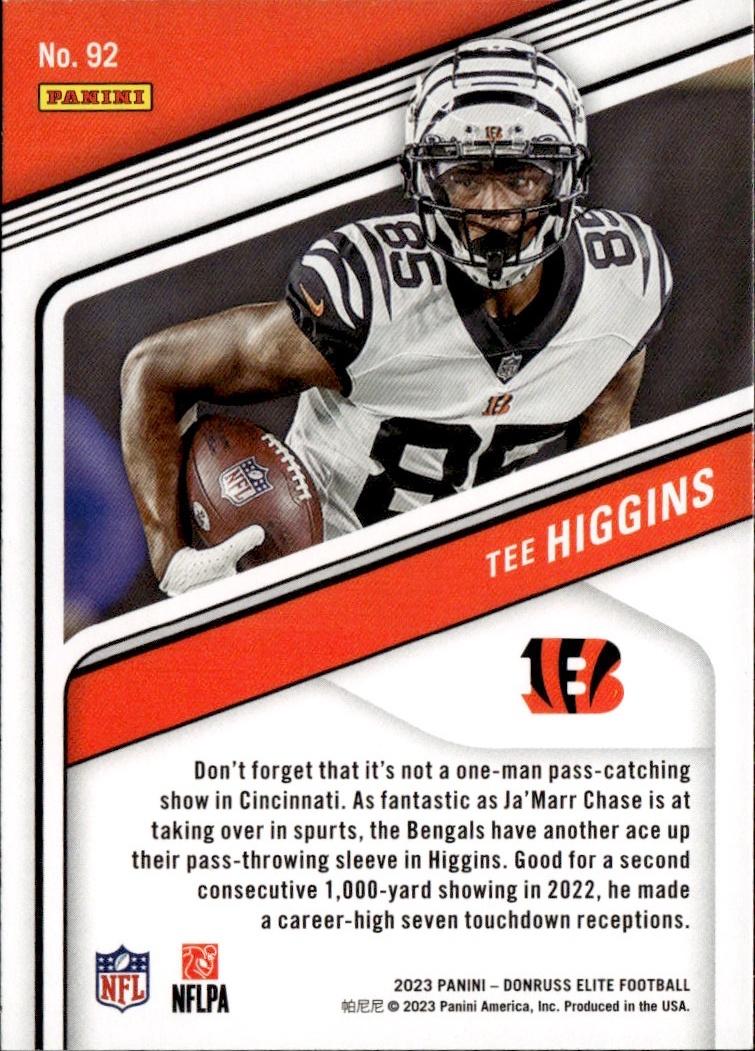 2023 Donruss Elite Football Base #92 Cincinnati Bengals (Tee Higgins)