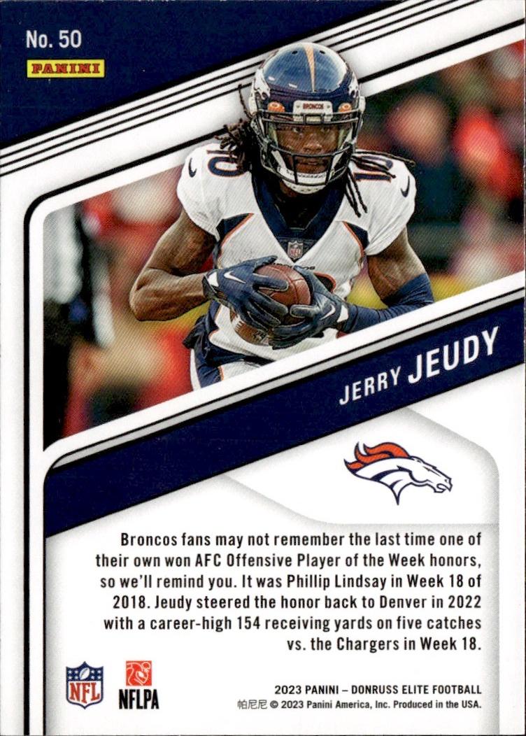 2023 Donruss Elite Football Base #50 Denver Broncos (Jerry Jeudy)