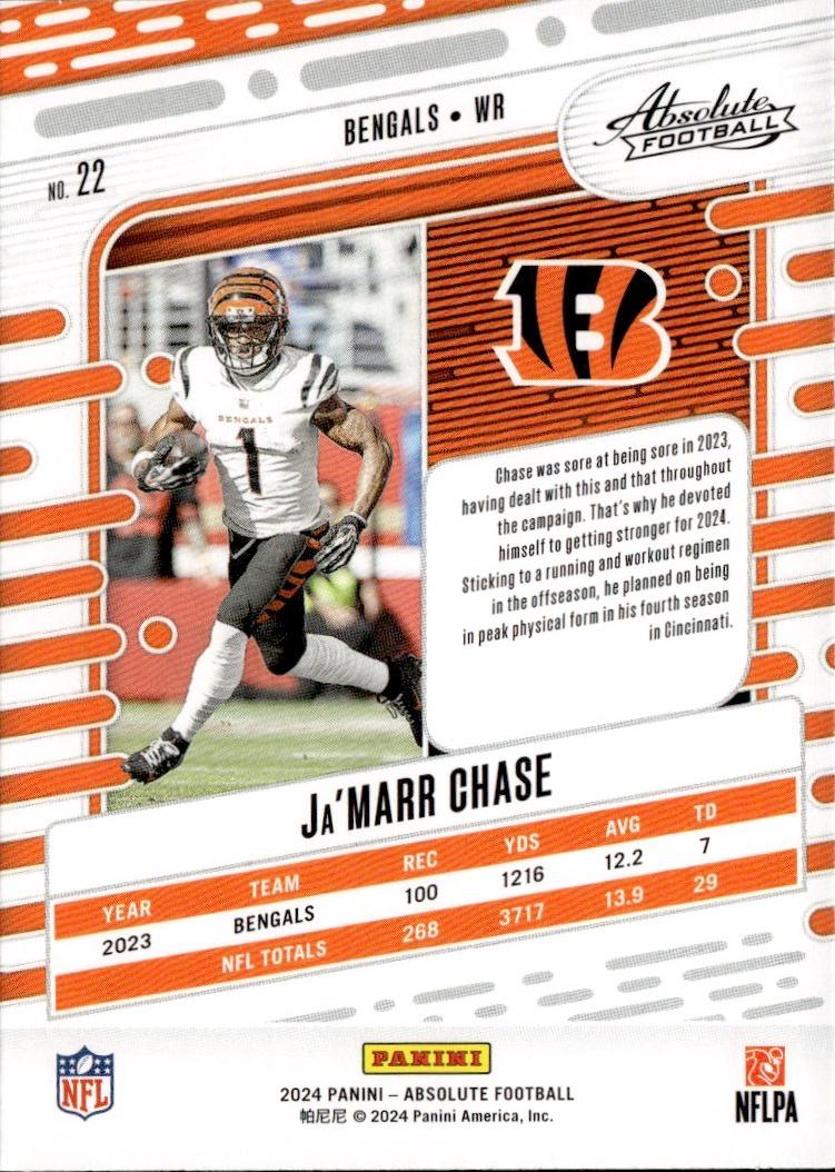 2024 Panini Absolute Football Base Retail #22 Cincinnati Bengals (Ja'Marr Chase)
