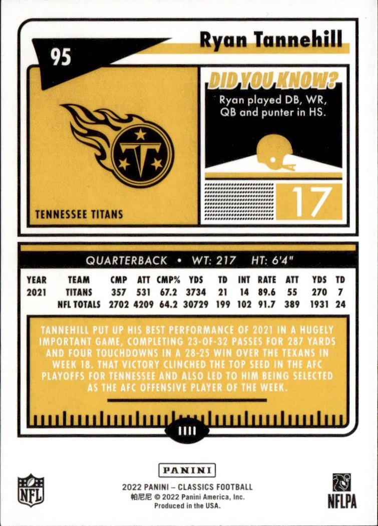 2022 Panini Classics Football Base #95 Tennessee Titans (Ryan Tannehill)