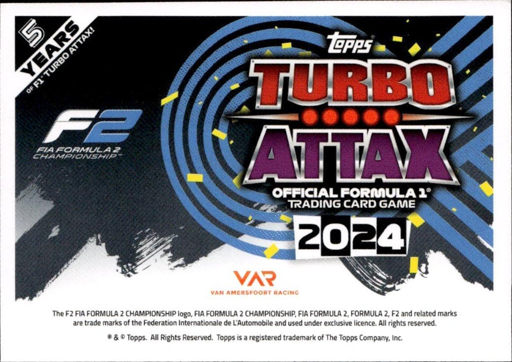 2024 Topps Turbo Attax F1 Racing Base #258 Van Amersfoort Racing (Enzo Fittipaldi)
