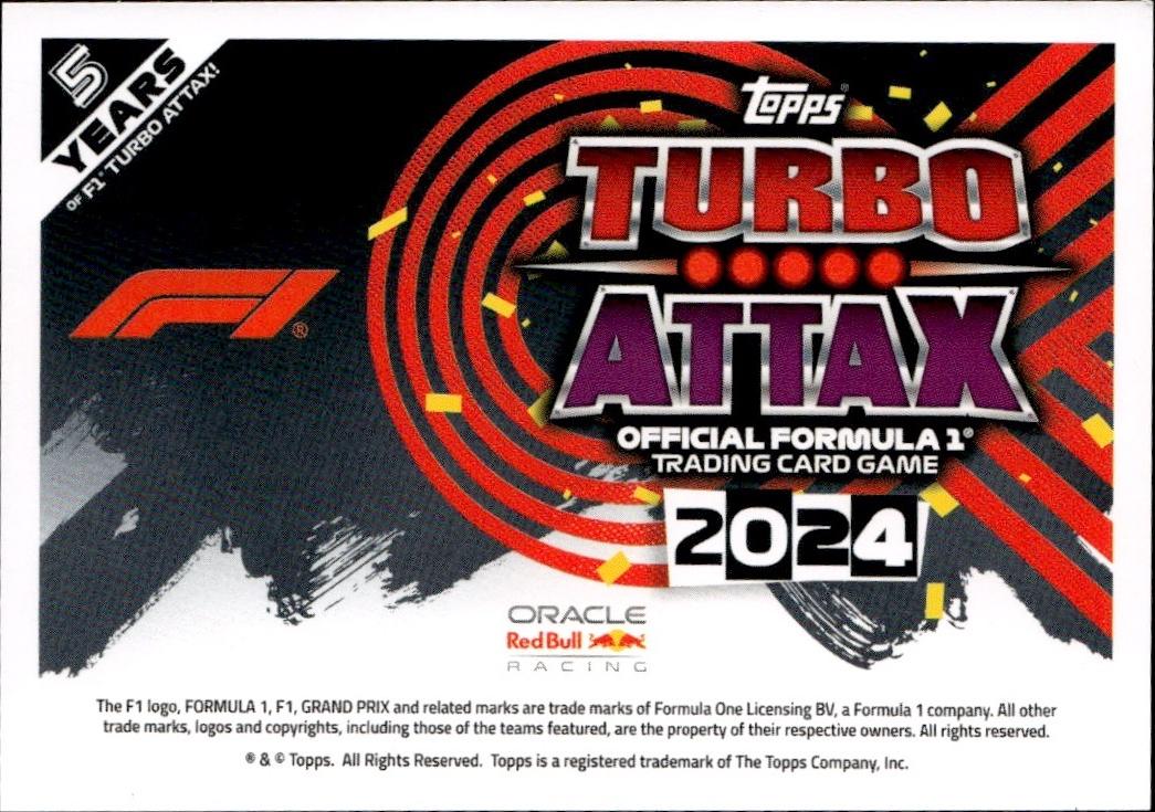 2024 Topps Turbo Attax F1 Racing Base #171 Oracle Red Bull Racing (Max Verstappen)