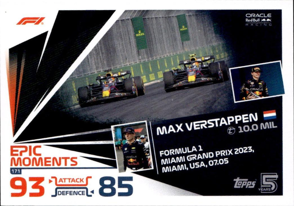 2024 Topps Turbo Attax F1 Racing Base #171 Oracle Red Bull Racing (Max Verstappen)