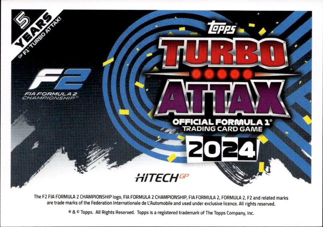 2024 Topps Turbo Attax F1 Racing Base #259 Hitech Pulse-Eight (Amaury Cordeel)