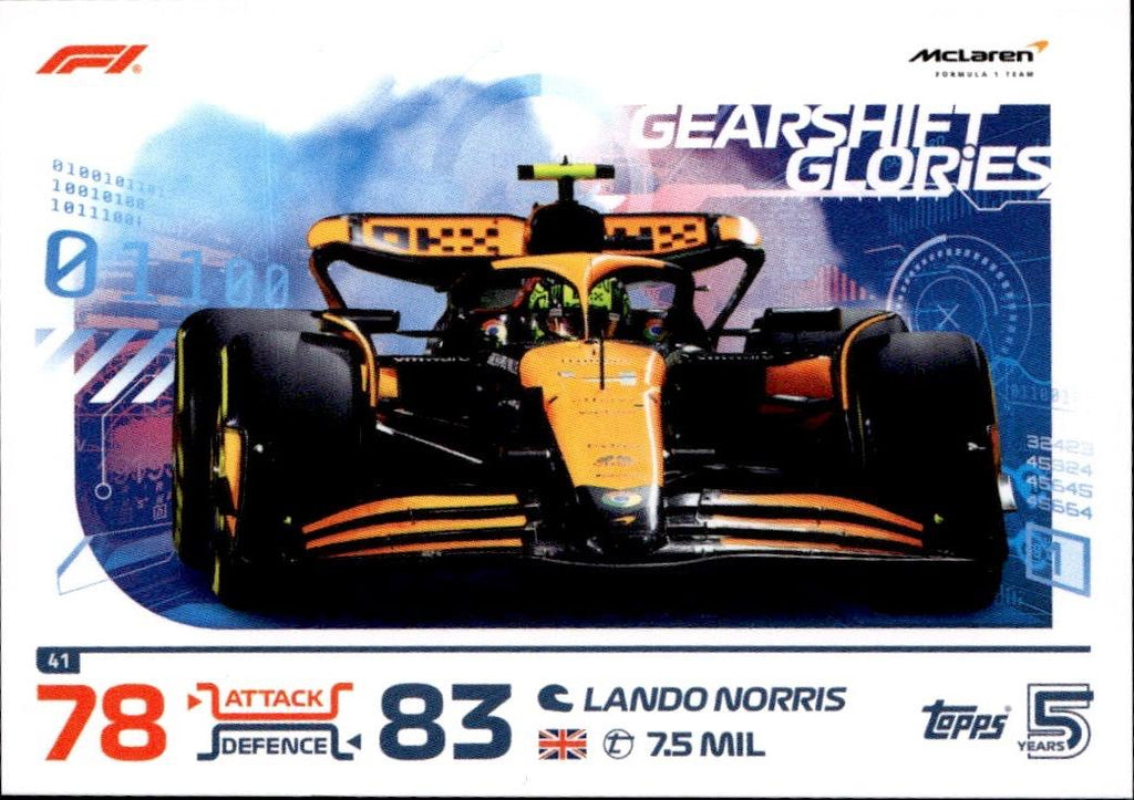 2024 Topps Turbo Attax F1 Racing Base #41 McLaren F1 (Lando Norris)