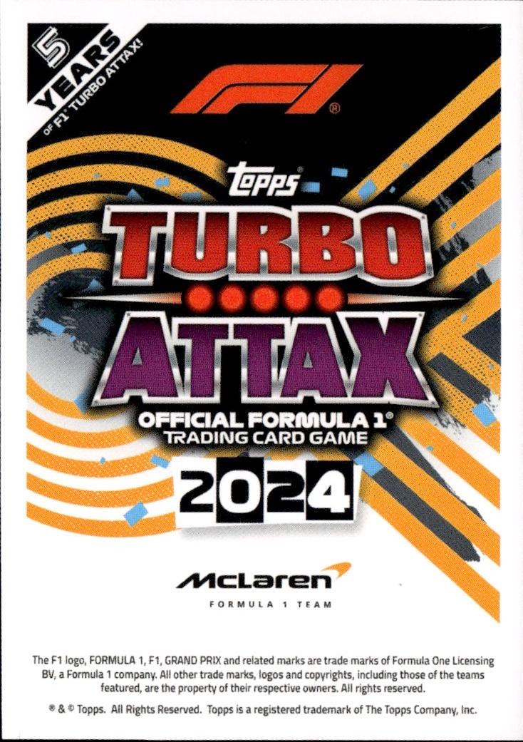 2024 Topps Turbo Attax F1 Racing Base #113 McLaren F1 (Lando Norris)