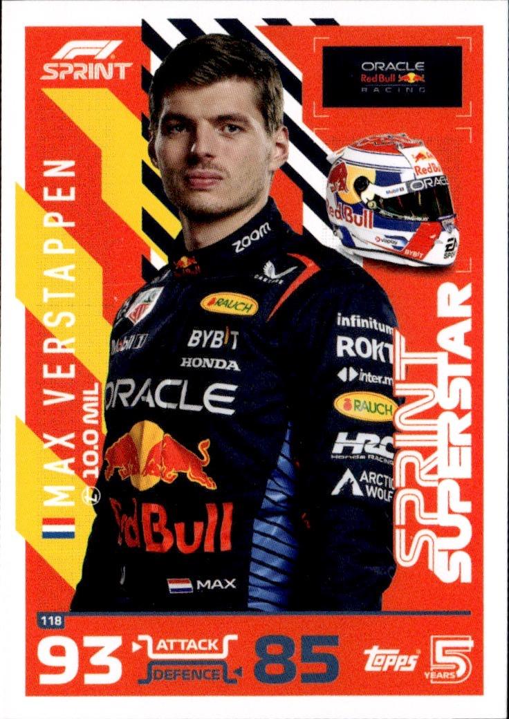 2024 Topps Turbo Attax F1 Racing Base #118 Oracle Red Bull Racing (Max Verstappen)
