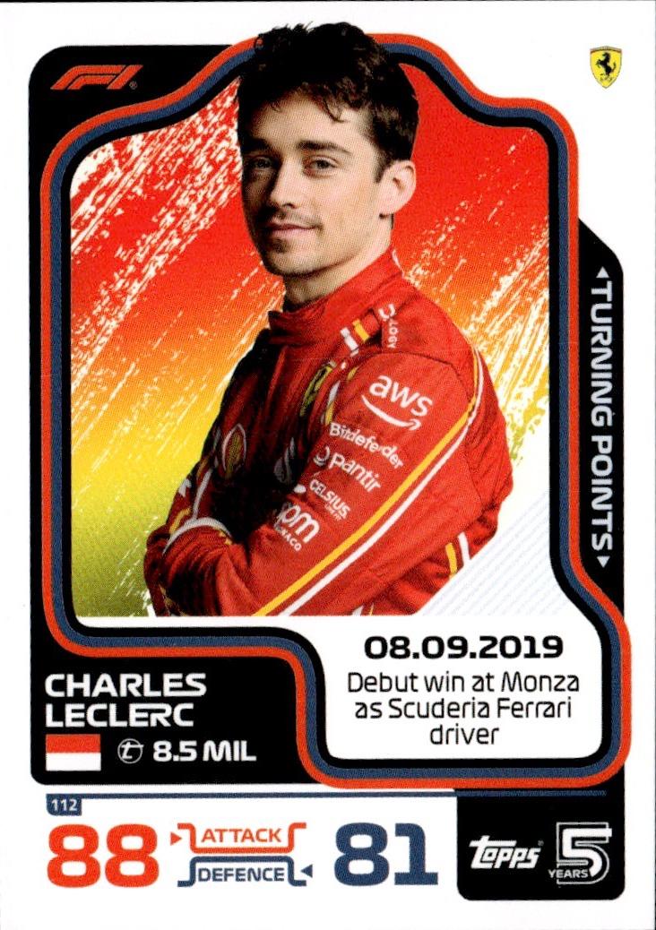 2024 Topps Turbo Attax F1 Racing Base #112 Scuderia Ferrari (Charles Leclerc)