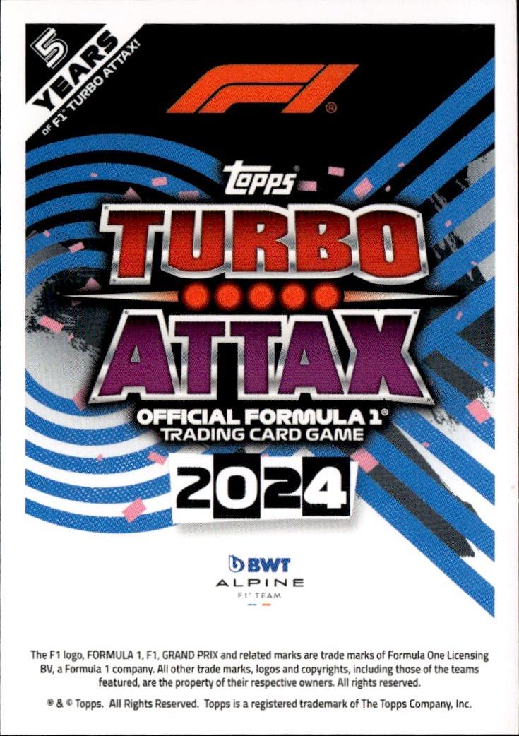 2024 Topps Turbo Attax F1 Racing Base #57 BWT Alpine F1 Team (Pierre Gasly / Esteban Ocon TD)