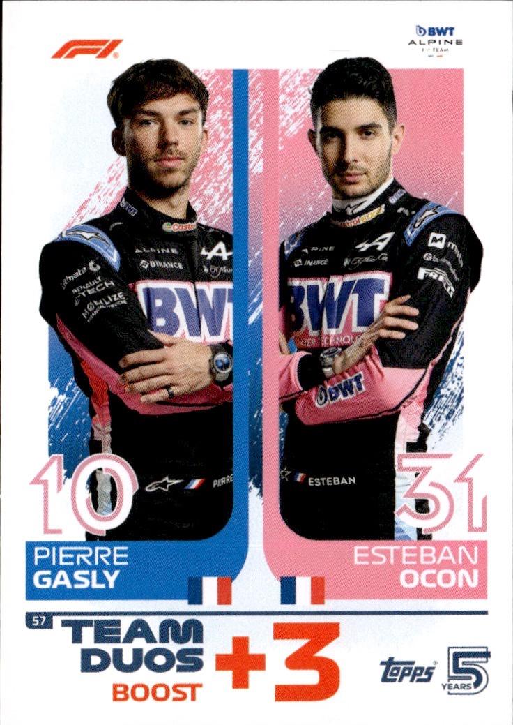 2024 Topps Turbo Attax F1 Racing Base #57 BWT Alpine F1 Team (Pierre Gasly / Esteban Ocon TD)