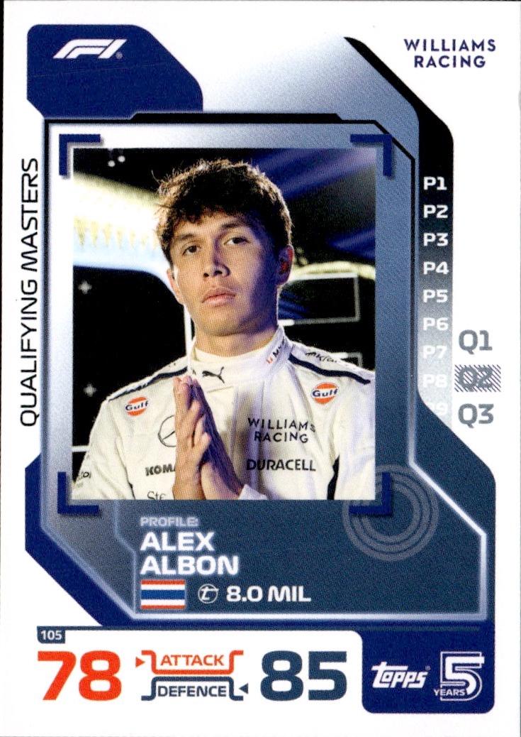 2024 Topps Turbo Attax F1 Racing Base #105 Williams Racing (Alex Albon)
