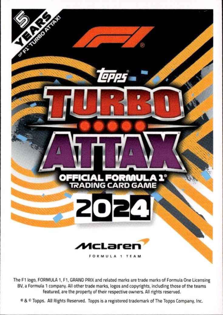 2024 Topps Turbo Attax F1 Racing Base #39 McLaren F1 (Lando Norris / Oscar Piastri TD)