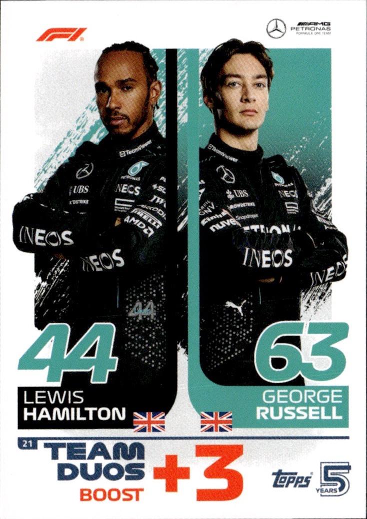 2024 Topps Turbo Attax F1 Racing Base #21 Mercedes-AMG Petronas Formula One Team (Lewis Hamilton / George Russell TD)
