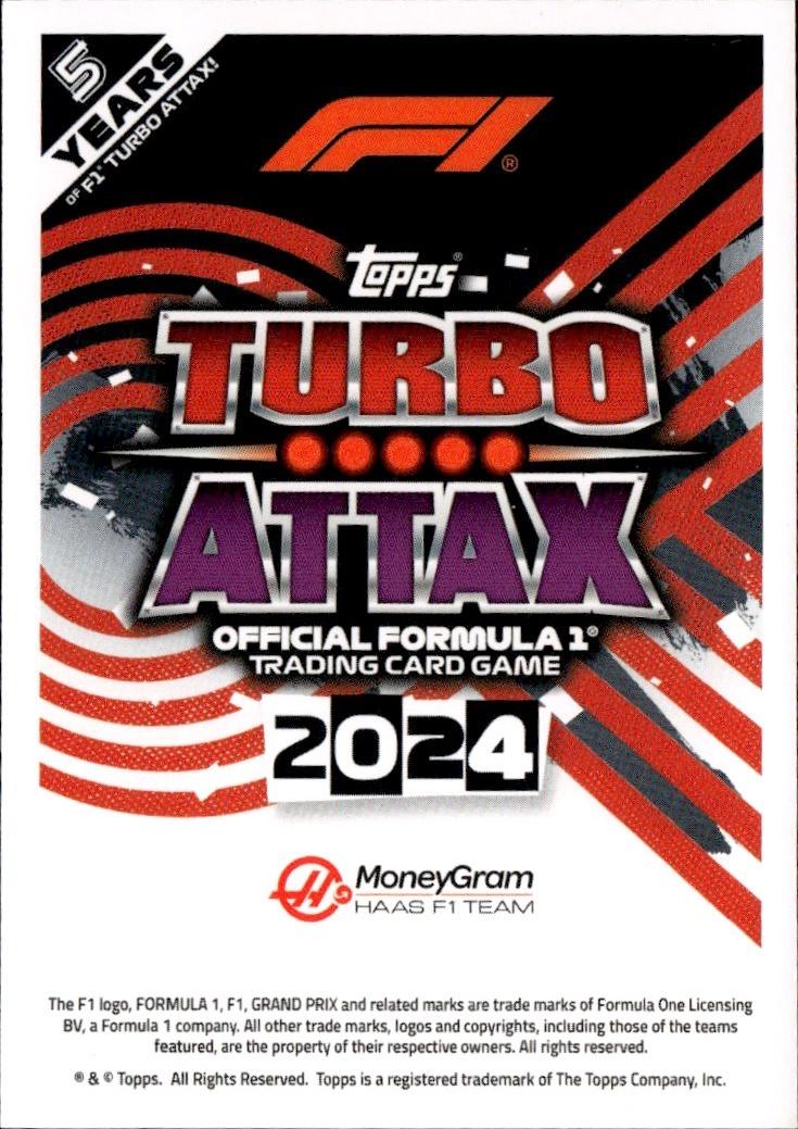 2024 Topps Turbo Attax F1 Racing Base #97 Haas F1 Team (Kevin Magnussen)