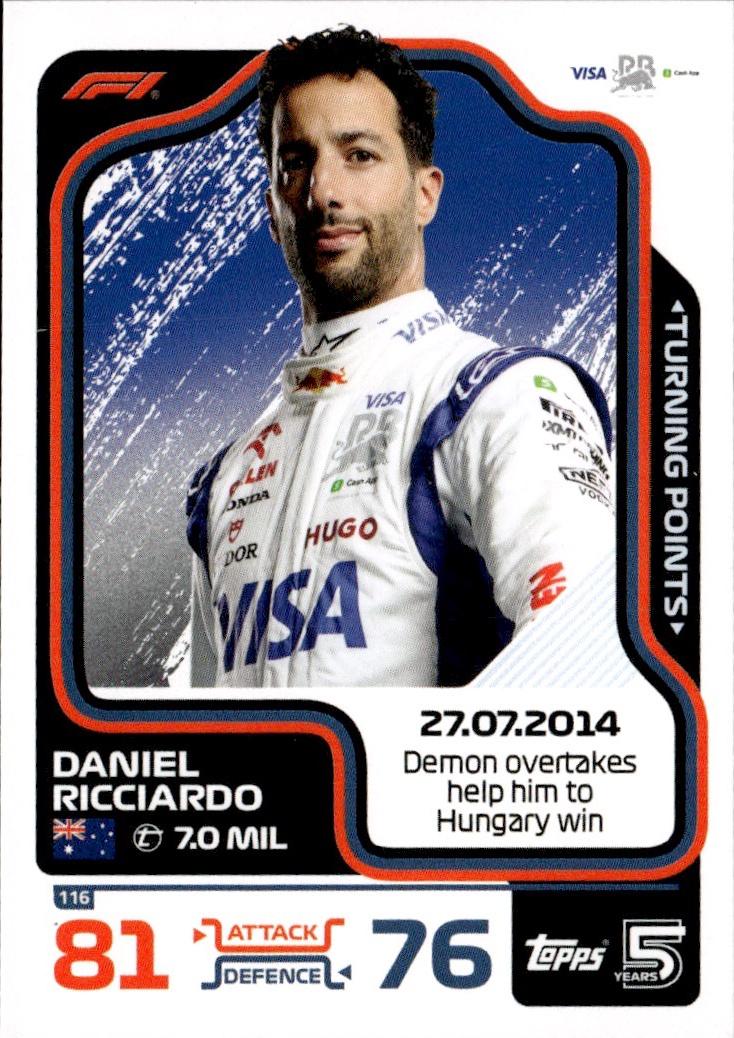 2024 Topps Turbo Attax F1 Racing Base #116 Visa Cash App RB Formula One (Daniel Ricciardo)